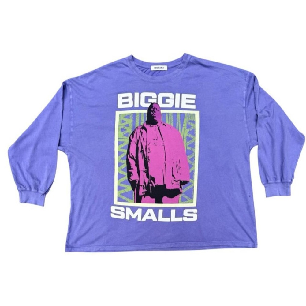 Daydreamer Biggie Smalls Purple Graphic Long Sleeve Tee - Flaw